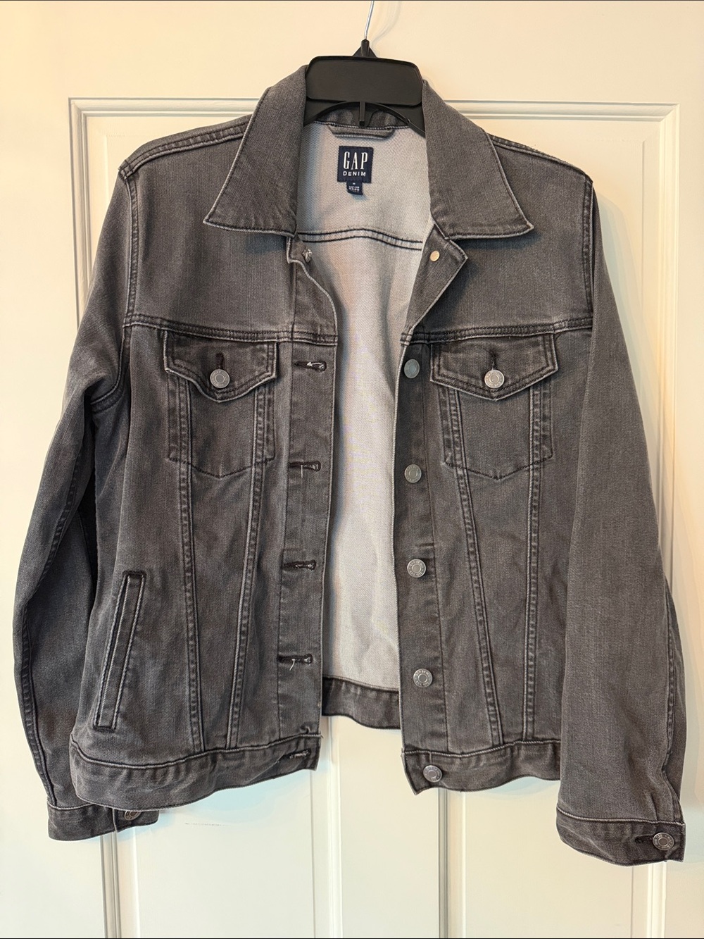 GAP Men's Charcoal Gray Denim Jacket - Button-Front Trucker